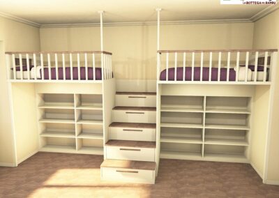 LIKIMIO Letto A Soppalco In Metallo Con Scrivania E Ripiani, Con Luci LED E Presa, 2 Scale, Per Adolescenti E Adulti, Risparmio Spazio