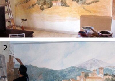 Fase di pittura di una parete