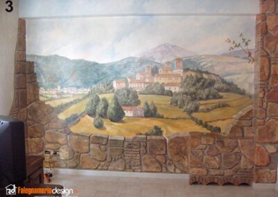 Paesaggio su parete dipinto a mano libera