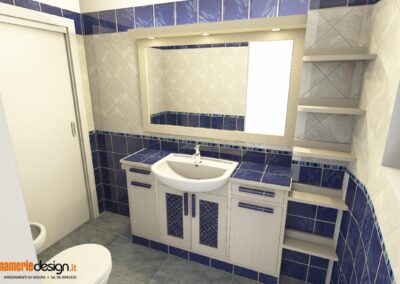 Mobile bagno in vero legno con base piastrellata