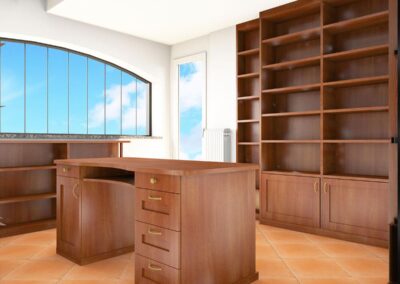 Scaffali e scrivania per studio in vero legno con stile classico