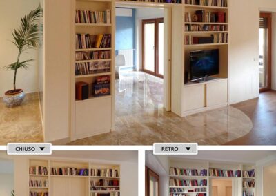 Soggiorno con libreria bifacciale