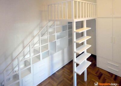 Soppalco in stile minimal e moderno per letto
