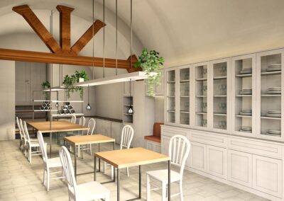 locale con mobili in vero legno