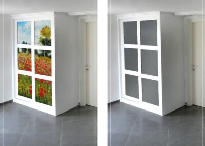 armadio con pannelli bifacciali con stampa su tela canvas