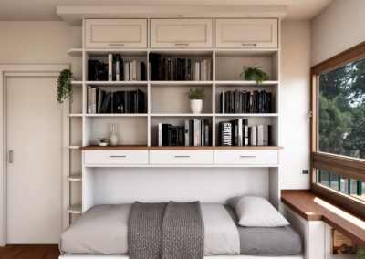 Letto a scomparsa con libreria