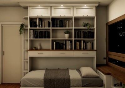 Letto a scomparsa con libreria