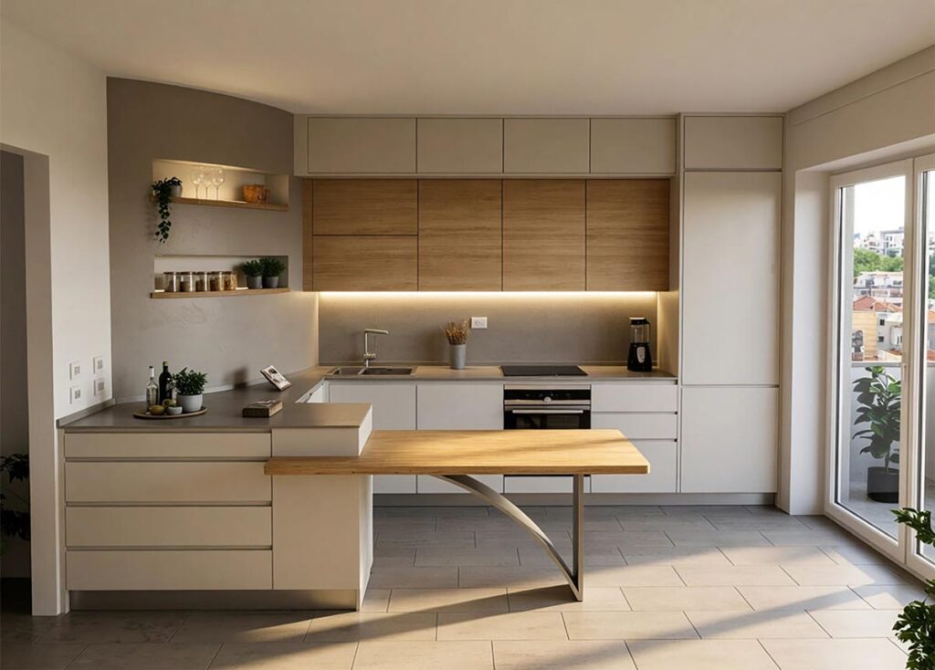 Cucina artigianale in vero legno su misura