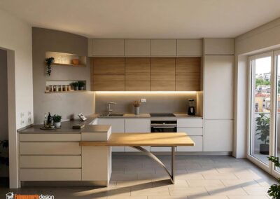 Cucina moderna su misura con angolo sagomato