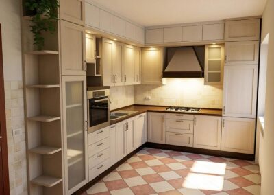 Cucina classica con chiusura della zona superiore