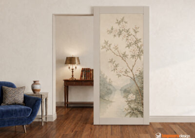 porta scorrevole con decorazione su tela canva