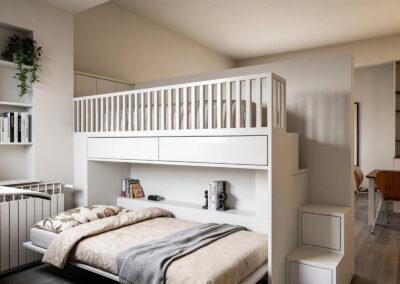 libreria divisoria con letto a scomparsa