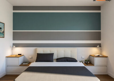camera da letto con letto in legno