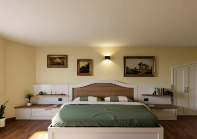 letto su misura in legno con comodini