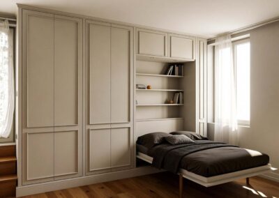 Armadio ad angolo con letto a scomparsa