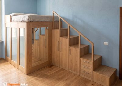 Letto a soppalco in vero legno