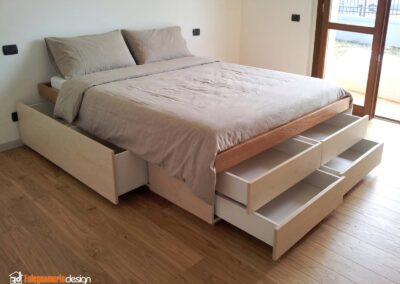 Letto contenitore con cassetti